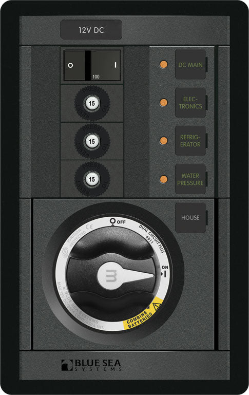 Blue Sea M-series Dual Circuit Plus Vertical Panel Main + 3 Position