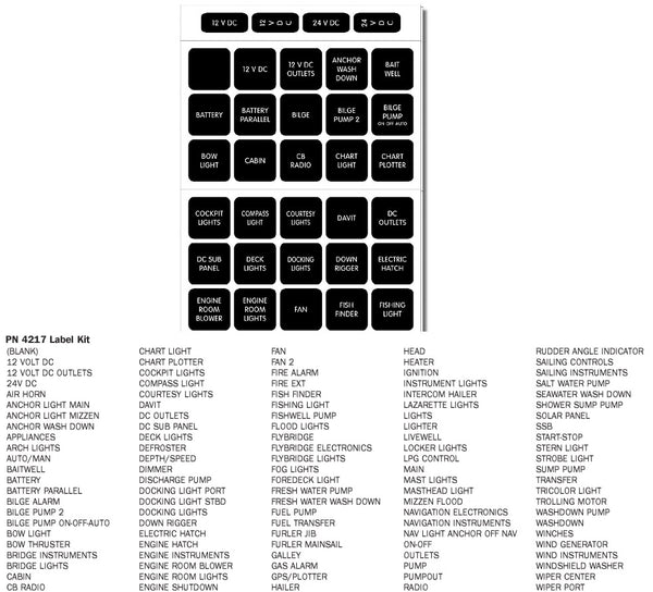 Blue Sea 4217 Label Kit Dc H2o 120 Square Black freeshipping - Cool Boats Tech