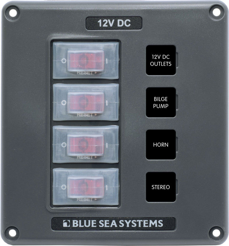 Blue Sea Water-resistant 12v 4 Circuit Breaker Switch Panel freeshipping - Cool Boats Tech