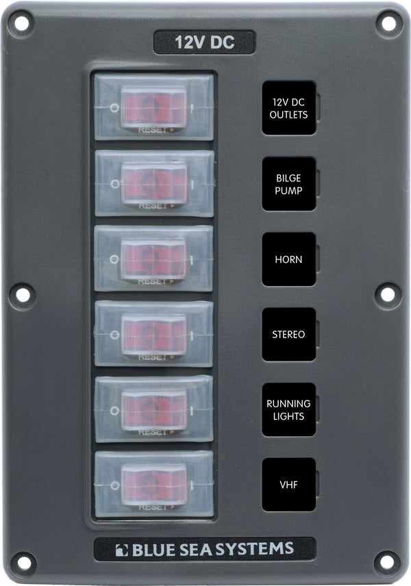 Blue Sea Water-resistant 12v 6 Circuit Breaker Switch Panel freeshipping - Cool Boats Tech