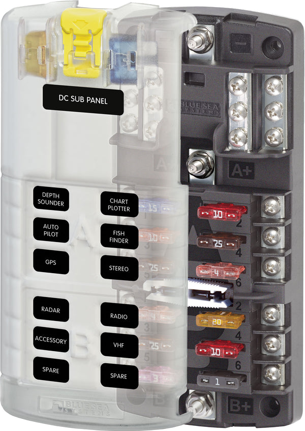 Blue Sea 5032 12-gang 2-group Fuse Block St Ato-atc Negative Bus And Cover freeshipping - Cool Boats Tech