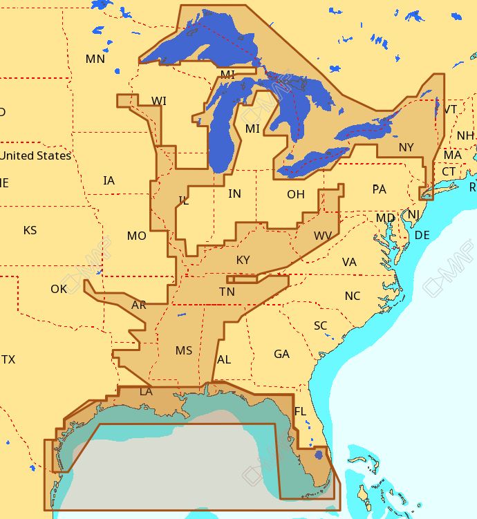 C-map Na-m023 Max Wide C Card Gulf Coast , Great Lakes And Rivers freeshipping - Cool Boats Tech